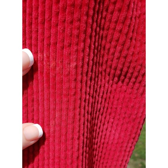 LL Bean Womens Red Corduroy Relaxed Tunic Button Up Flannel Lined Shaket Sz Sml - Picture 15 of 15